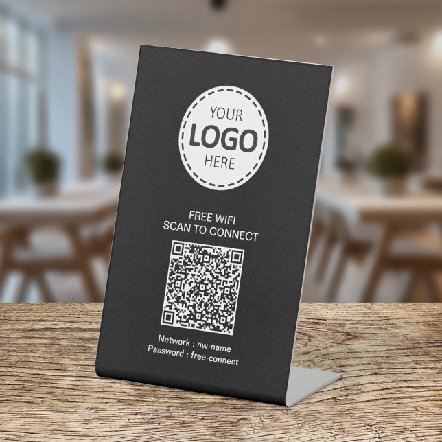 Signe De Table Code QR WIFI et logo d'entreprise (Créateur téléchargé)
