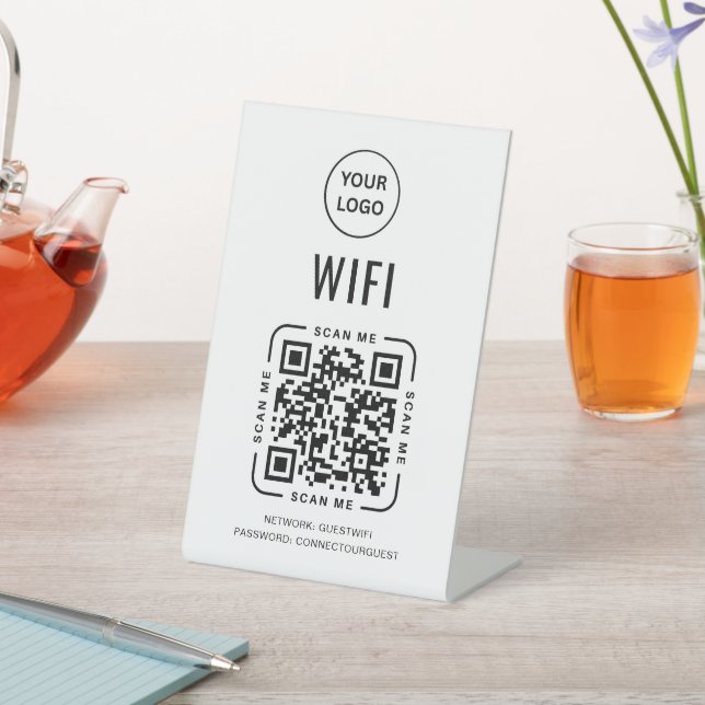 Signe De Table Code QR Wifi | Logo d'entreprise Scannez pour vous (In SItu)
