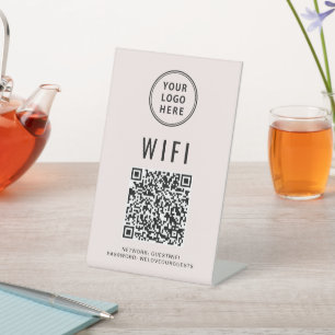 Signe De Table Code QR Wifi Logo Entreprise Scan Rose