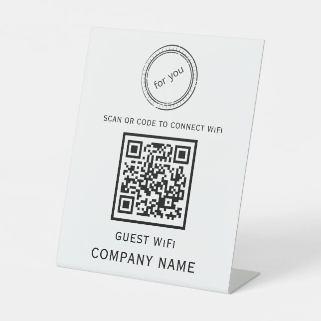 Signe De Table Code QR Wifi Mot de passe et nom de réseau Blanc (Recto)