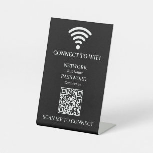 Signe De Table Code QR WiFi Noir Scannez pour Connecter Design