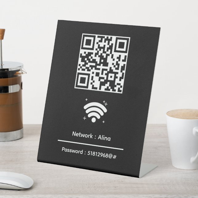 Signe De Table Code QR Wifi personnalisé | Mot de passe réseau mo (In SItu)