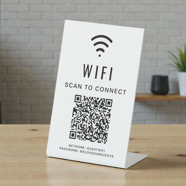 Signe De Table Code QR Wifi Scan Pour Connexion (Wifi QR Code Scan To Connect Pedestal Sign)