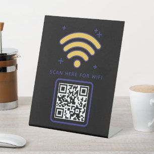 Signe De Table Code QR Wifi Scan pour se connecter autocollant 