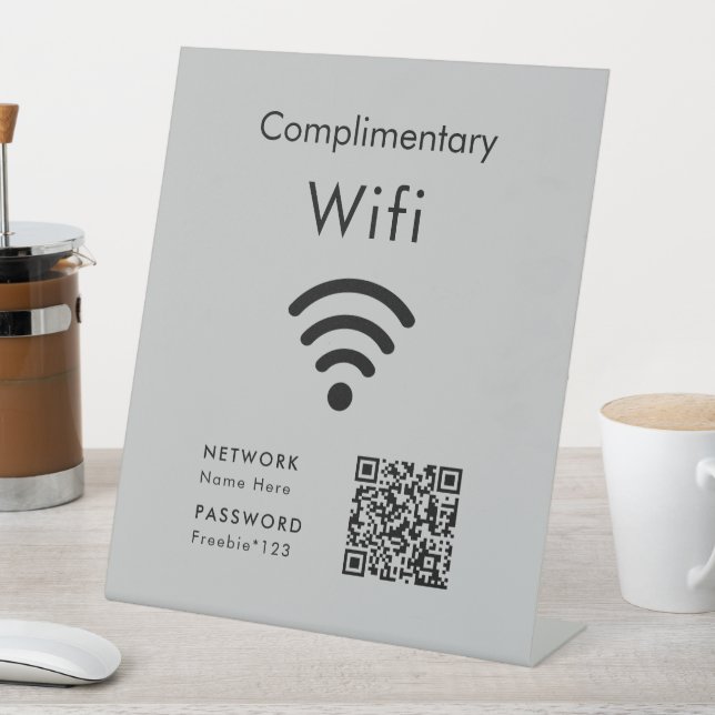 Signe De Table Code WiFi Gratuit Noir & Gris (In SItu)