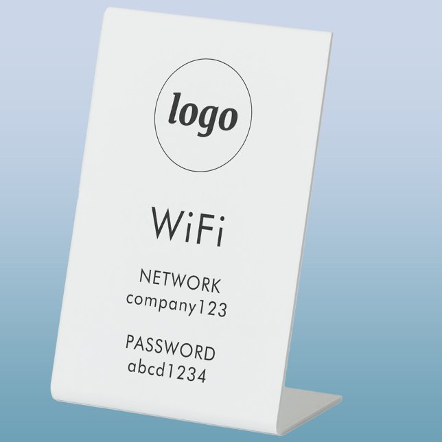 Signe De Table Code WiFi Logo Entreprise Internet (Modern minimalist business logo WiFi code network password pedestal sign)