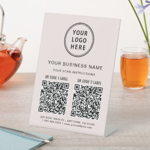 Signe De Table Codes QR du logo de l'entreprise rose