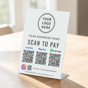 Signe De Table Codes QR Logo Paypal Venmo CashApp Instagram