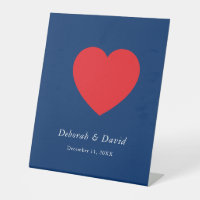 Cœur Rouge Bleu Mariage Minimaliste Moderne