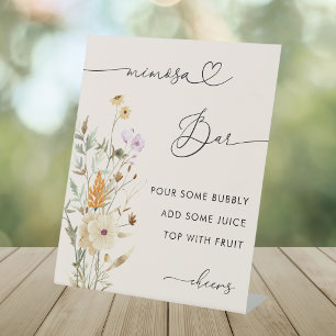 Signe De Table Coeur Script Fleur sauvage Fête des mariées Mimosa