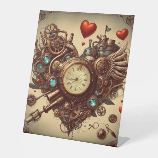 Signe De Table Coeur Steampunk/Saint-Valentin (Recto)