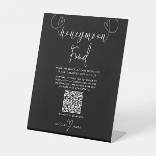 Signe De Table Coeurs modernes Noir Blanc Mariage Fonds de lune d