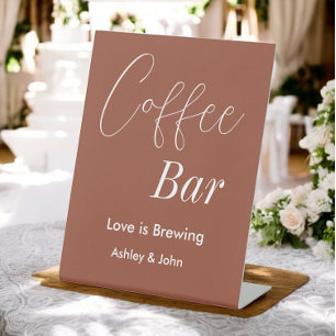 Signe De Table Coffee Bar Brown Terracotta Mariage Signal Pedesta