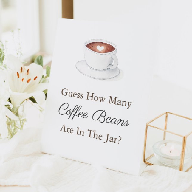 Signe De Table Coffee Cup Devine Combien Dans Jar Baby shower Jeu (Guess how many coffee beans watercolor coffee cup baby shower or wedding shower game)