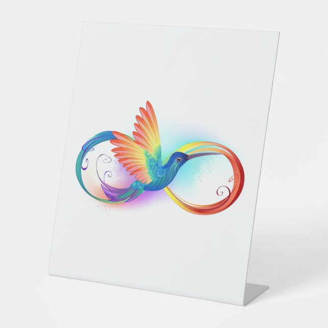 Signe De Table Colibri arc-en-ciel avec symbole d'infini (Recto)