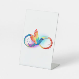 Signe De Table Colibri arc-en-ciel avec symbole Infinity