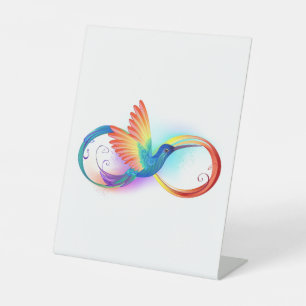 Signe De Table Colibri arc-en-ciel avec symbole Infinity