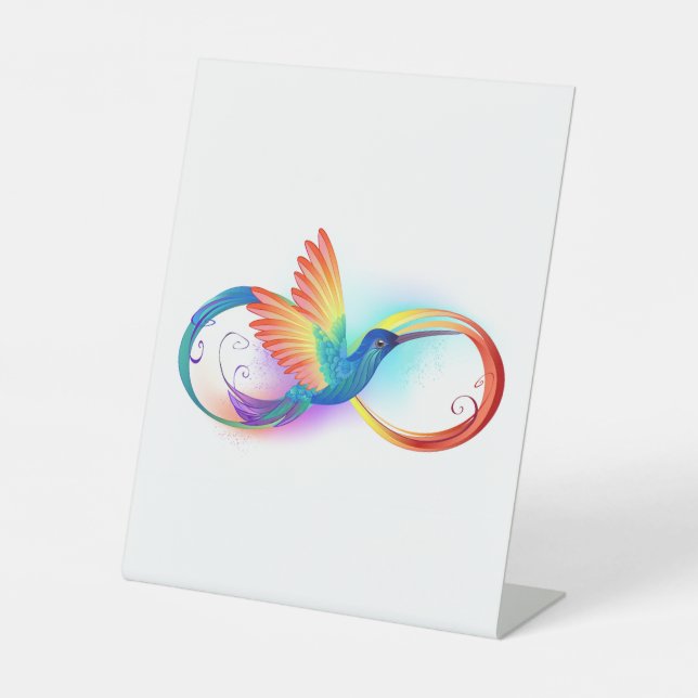 Signe De Table Colibri arc-en-ciel avec symbole Infinity (Recto)