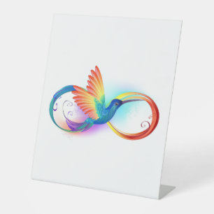 Signe De Table Colibri arc-en-ciel avec symbole Infinity