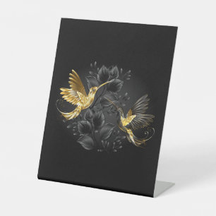 Signe De Table Colibri noir et or