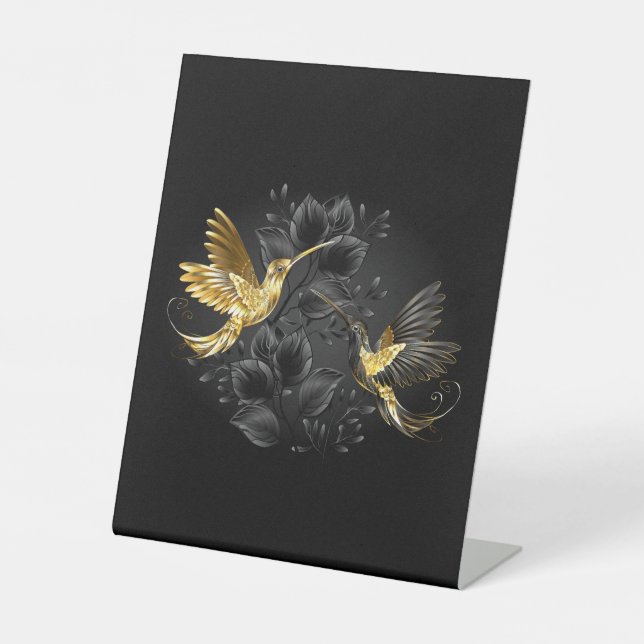 Signe De Table Colibri noir et or (Recto)