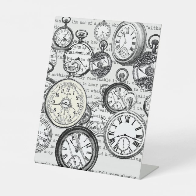 Signe De Table Collage de montres de poche victorienne Alice au p (Recto)