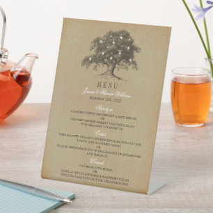 Signe De Table Collection Vintage de Mariages de chênes anciens -