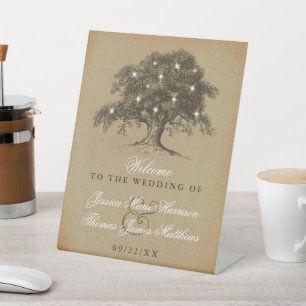 Signe De Table Collection Vintage de Mariages d'Old Oak Tree