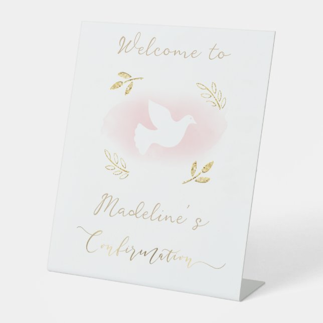 Signe De Table colombe blanche Bienvenue confirmation (Recto)