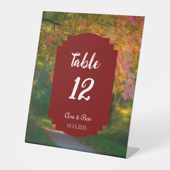 Signe De Table Colorful Autumn Day Wedding Table Number (Recto)