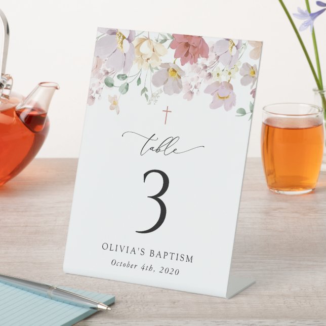 Signe De Table Colorful Flowers, Boho, Baptism Table Numbers (In SItu)