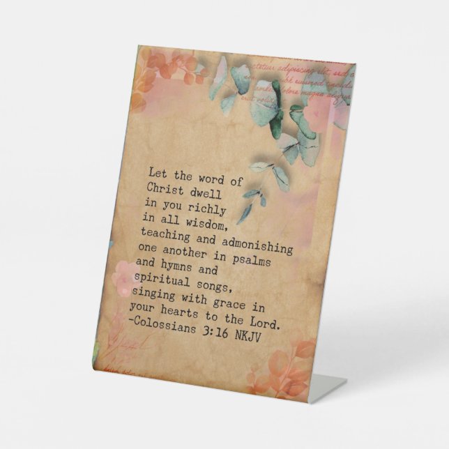 Signe De Table Colossiens 3:16 NKJ Bible Verse Image (Recto)
