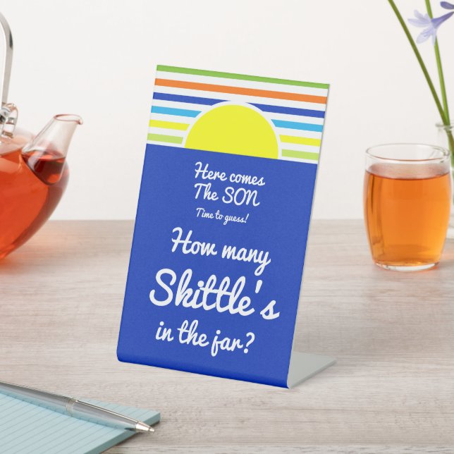 Signe De Table Combien dans le Jeu Baby shower Jar (In SItu)