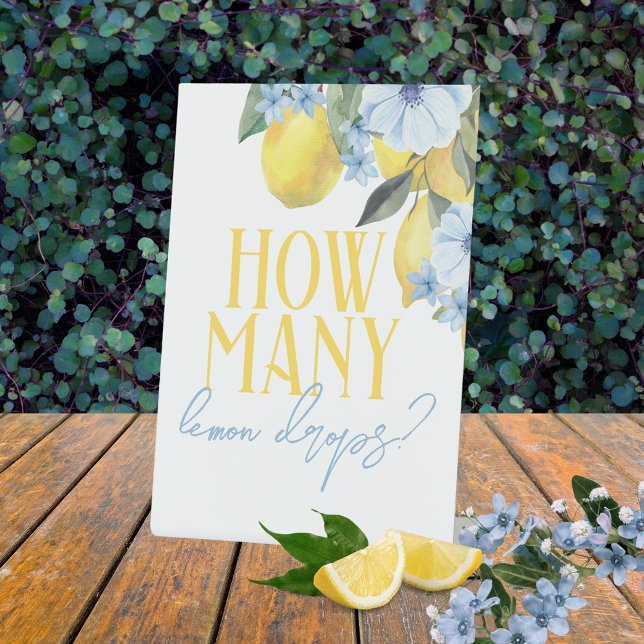 Signe De Table Combien De Citron Lèvres Jeu De Fête (How Many Lemon Drops Standing Game Sign for Main Squeeze Bridal Showers or Little Lemon Baby Shower)