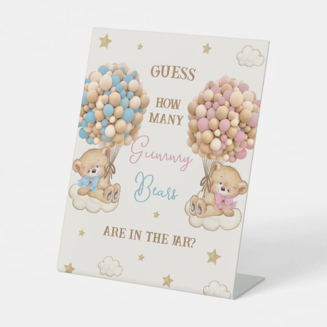Signe De Table Combien de Gummy Bears Twins baby shower jeu (Recto)