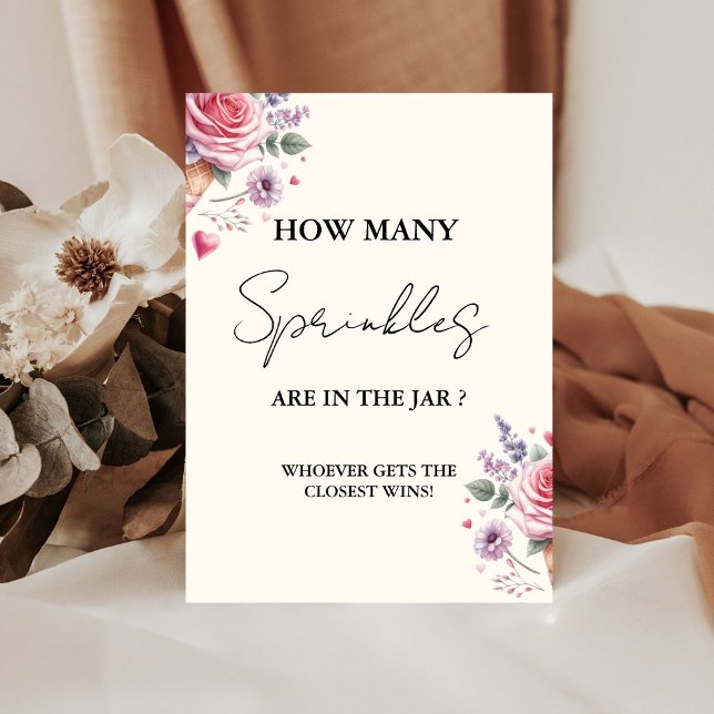 Signe De Table Combien de SPrinkles dans le jeu de Baby shower Ja (Créateur téléchargé)