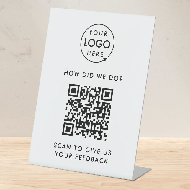 Signe De Table Commentaires du client Examen du code QR Évaluatio (Professional feedback sign template with interactive QR code for small business customer retention.)