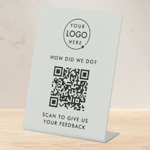 Signe De Table Commentaires sur le code QR Gris de notation des