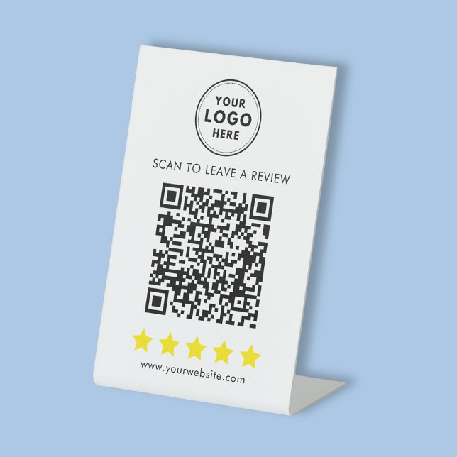 Signe De Table Commentaires sur le logo professionnel et le QR (Customise your own pedestal sign for your business to promote customer reviews and feedback.)