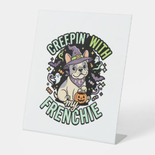 Signe De Table Compagnon effrayant de Bouledogue français Hallowe