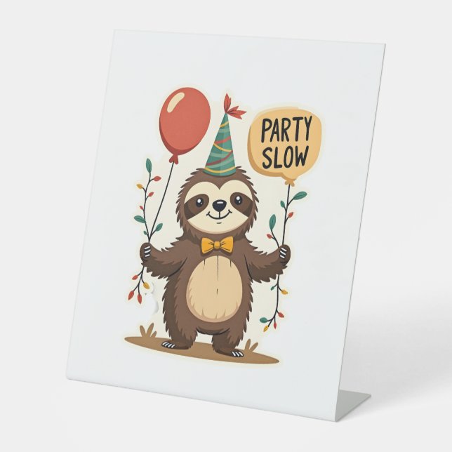 Signe De Table Conception d'animal de fête rétro de paresseux d'a (Recto)