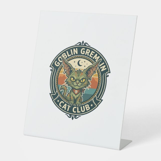 Signe De Table Conception de chat mignon de lutin gremlin - Gobel (Recto)