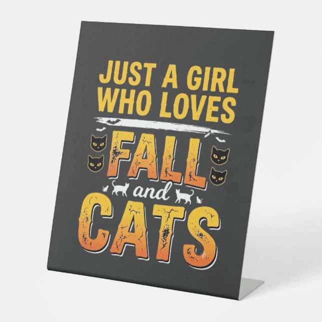 Signe De Table Conception de chats d'automne Halloween fille_1 (Recto)