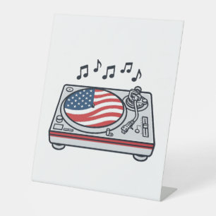 Signe De Table Conception de chemise vintage musique platine DJ p