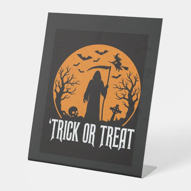 Signe De Table Conception de la Faucheuse pour Halloween Trick or (Recto)