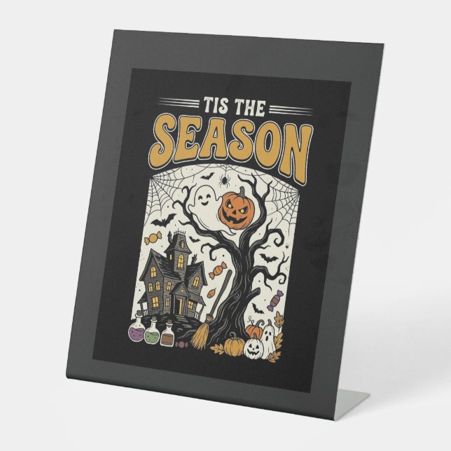 Signe De Table Conception de maison hantée Halloween c'est la sai (Recto)