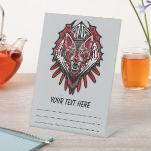 Signe De Table Conception de totem tribal Haida Loup