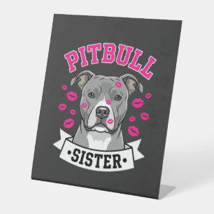 Signe De Table Conception de vecteur de sœur de Pitbull amoureuse