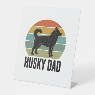 Signe De Table Conception vectorielle de chien rétro Husky Papa V