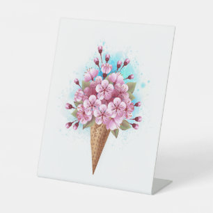 Signe De Table Cône rose Sakura crème glacée gaufre